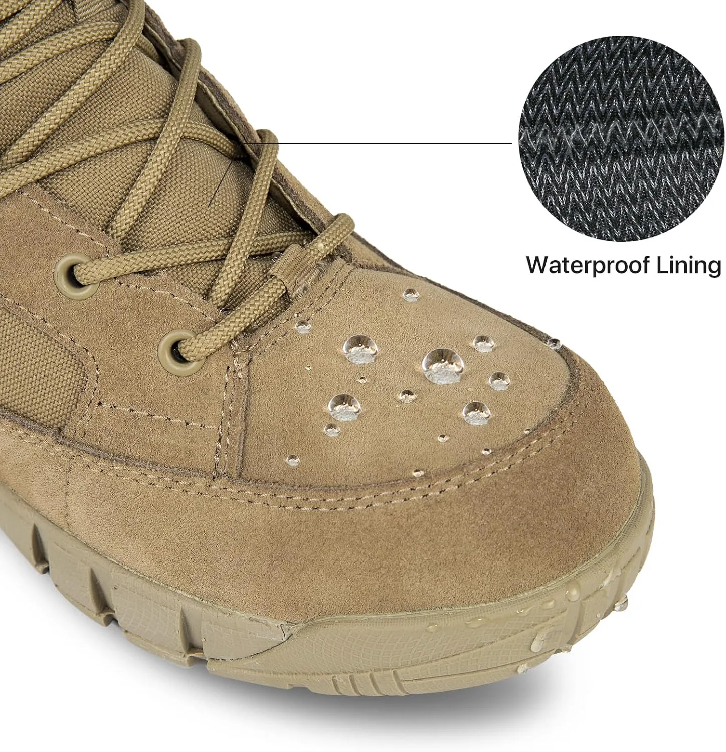 6 Inches Lightweight Waterproof Military Tactical Boots Men's Leather Combat Shoes Mens Hiking Work Boots