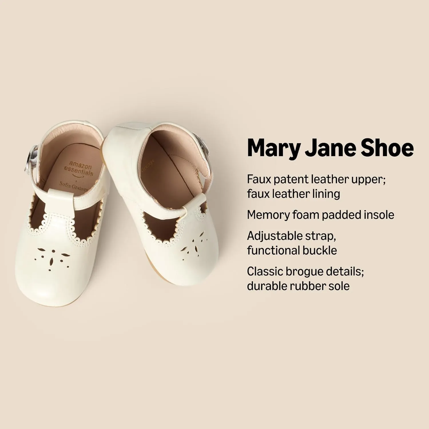 Amazon Essentials x Sofia Grainge Toddlers and Baby Girls Non-Slip Mary Jane Shoes