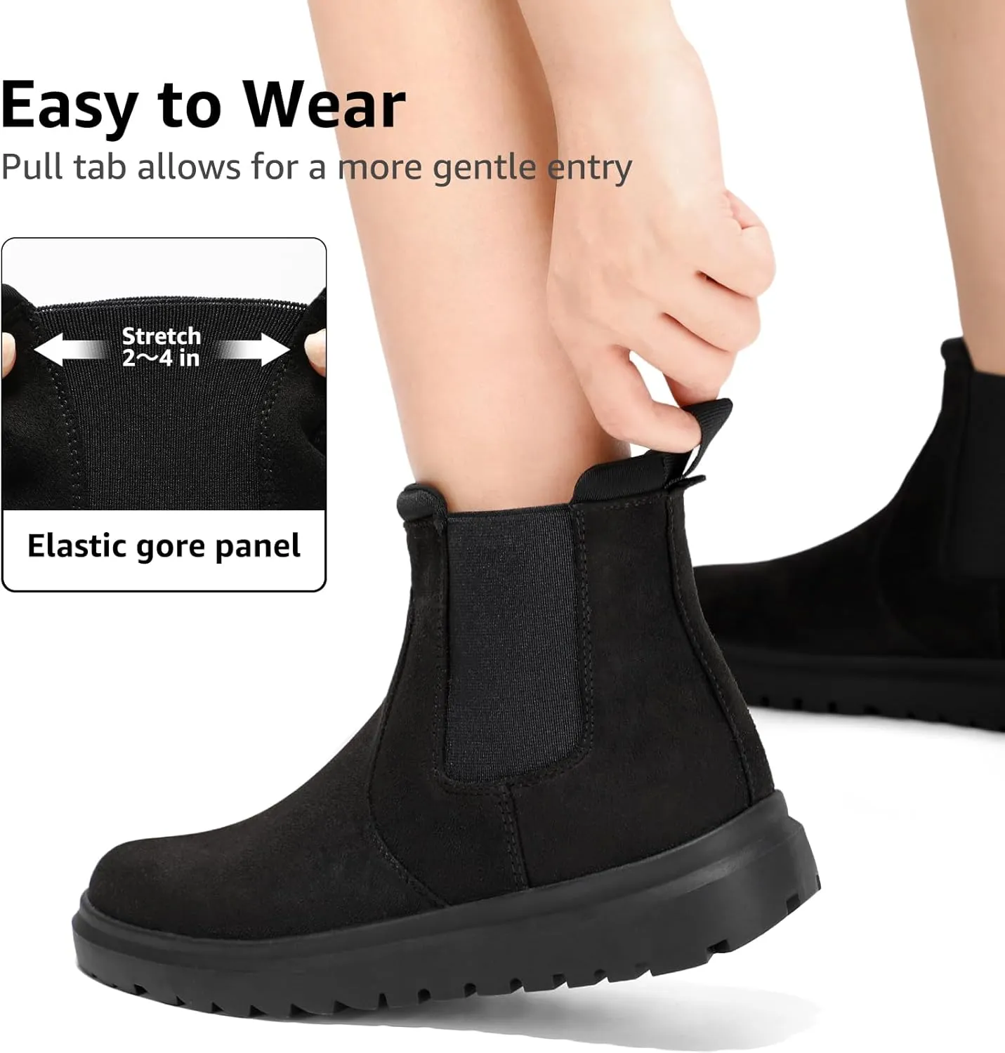 Bacia Women's Comfy Ankle Slip On Boots Fashion Suede Fall Chelsea Boot