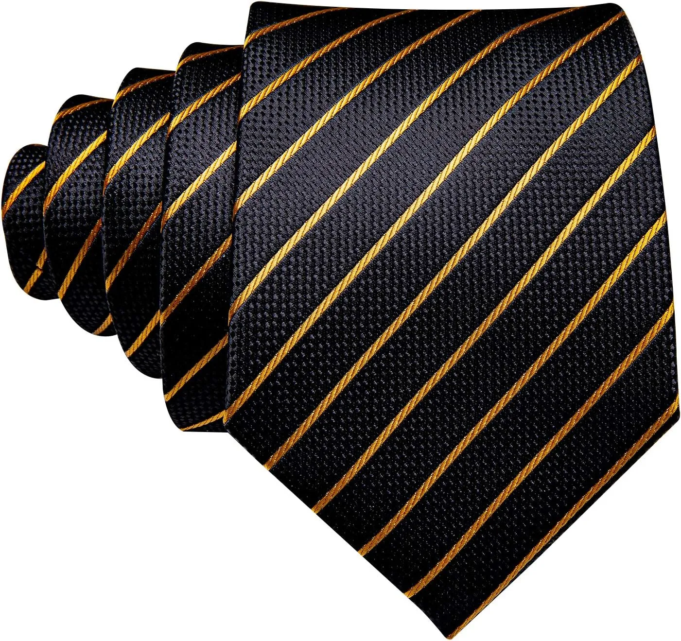 Barry.Wang Stripe Men Ties Set Classic WOVEN Necktie with Handkerchief Cufflinks Formal