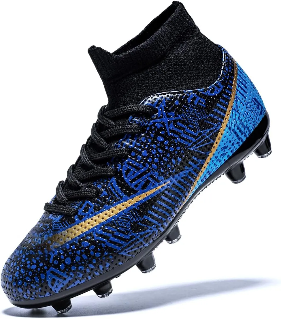 Boys Girls Soccer Cleats Kids Soccer Shoes High Top Training Youth Football Cleats Outdoor Football Shoes