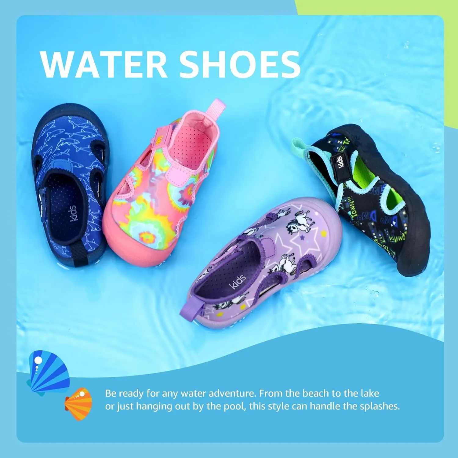 Boys Girls Water Shoes Quick-Dry Wide Toe Box Shoes Toddler Cute Beach Swim Pool Shoes(Toddler/Little Kid)