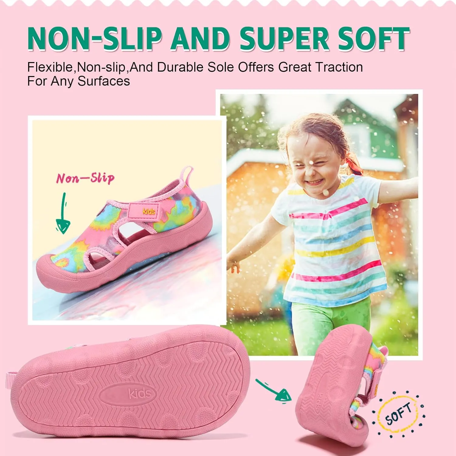 Boys Girls Water Shoes Quick-Dry Wide Toe Box Shoes Toddler Cute Beach Swim Pool Shoes(Toddler/Little Kid)
