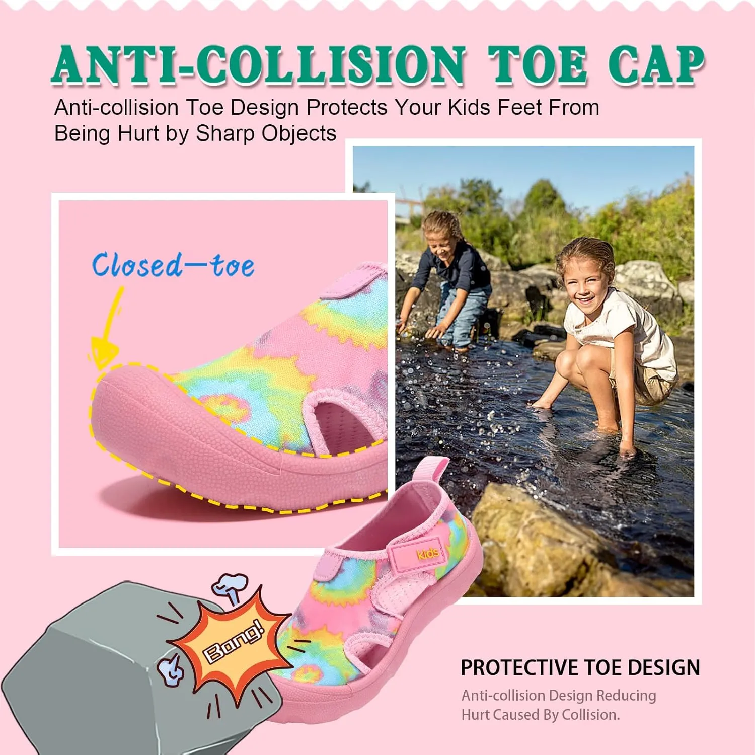 Boys Girls Water Shoes Quick-Dry Wide Toe Box Shoes Toddler Cute Beach Swim Pool Shoes(Toddler/Little Kid)