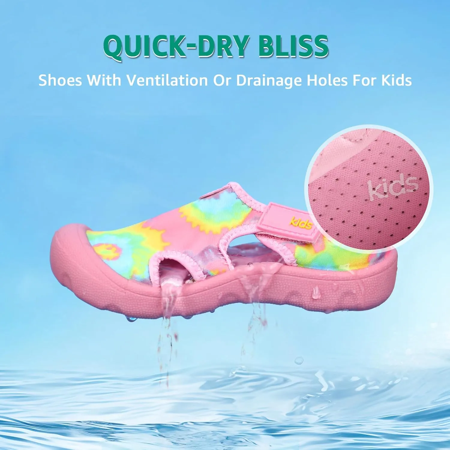Boys Girls Water Shoes Quick-Dry Wide Toe Box Shoes Toddler Cute Beach Swim Pool Shoes(Toddler/Little Kid)