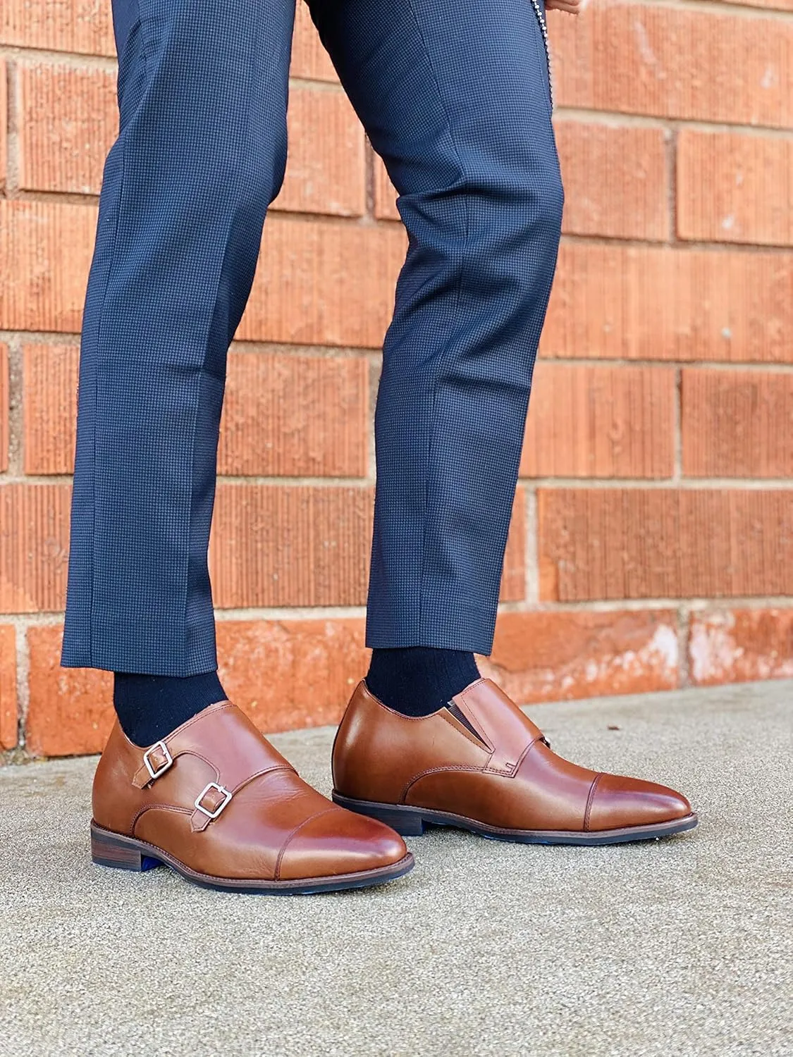 CALTO Men's Invisible Height Increasing Elevator Shoes - Brown Premium Leather Slip-on Lightweight Casual Loafers - 3 Inches Taller - S3507 - Size 8 D(M) US