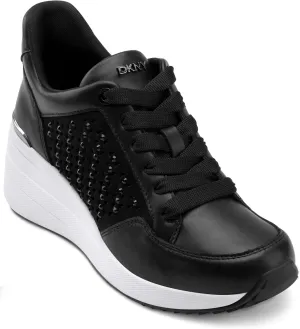 DKNY Women's Kalinda Studded Lace Up Wedge Sneaker