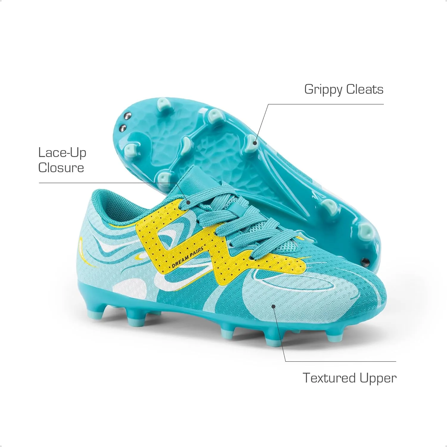 DREAM PAIRS Boys Girls Soccer Cleats Youth Firm Groud Sport Football Cleats for Little/Big Kid/Toddler