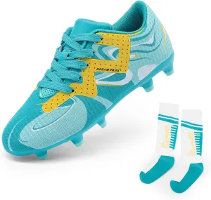 DREAM PAIRS Boys Girls Soccer Cleats Youth Firm Groud Sport Football Cleats for Little/Big Kid/Toddler