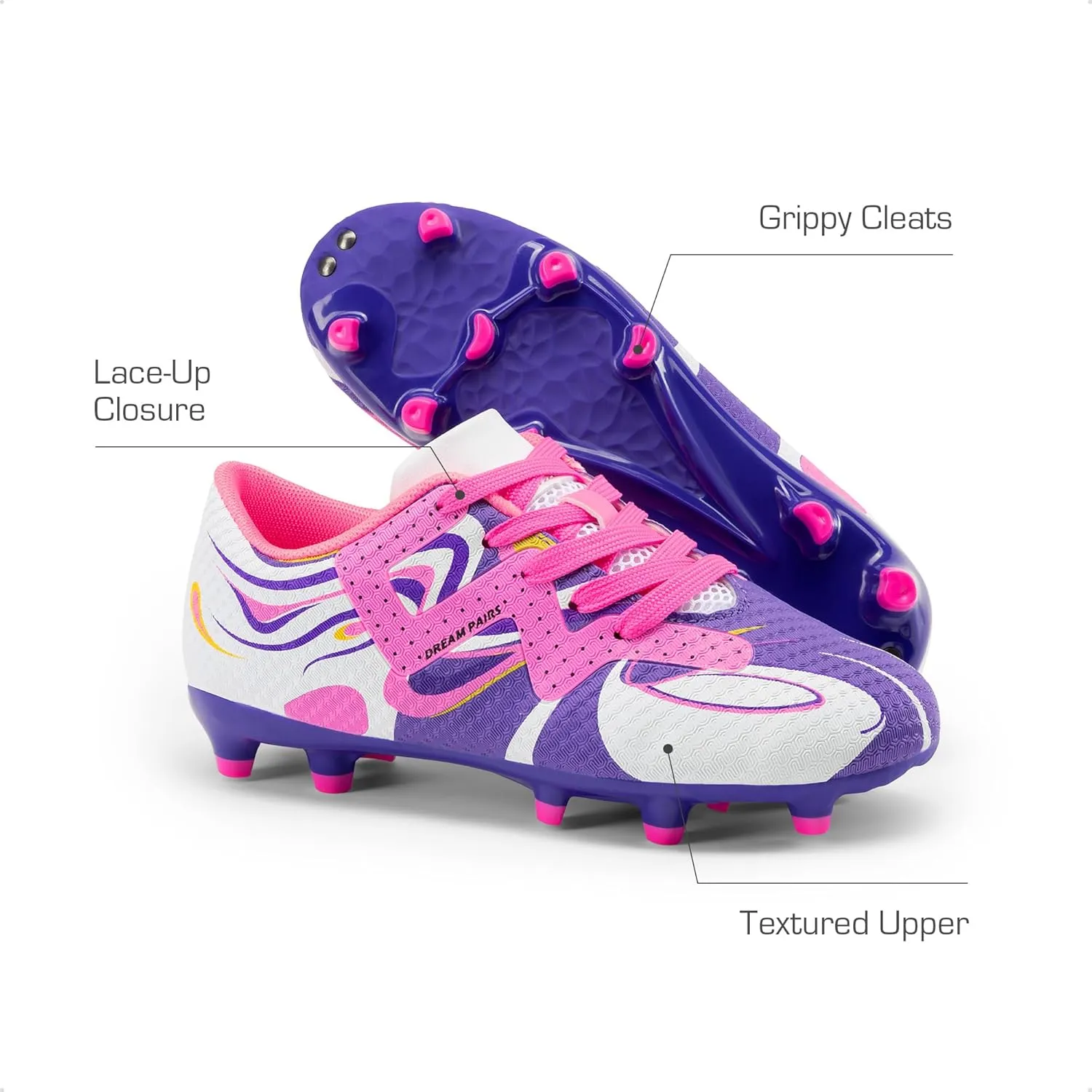 DREAM PAIRS Boys Girls Soccer Cleats Youth Firm Groud Sport Football Cleats for Little/Big Kid/Toddler