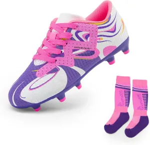 DREAM PAIRS Boys Girls Soccer Cleats Youth Firm Groud Sport Football Cleats for Little/Big Kid/Toddler