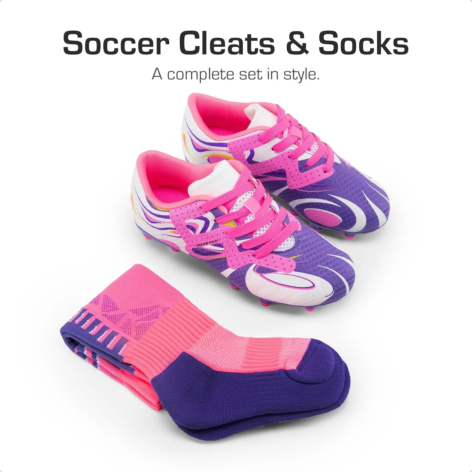 DREAM PAIRS Boys Girls Soccer Cleats Youth Firm Groud Sport Football Cleats for Little/Big Kid/Toddler