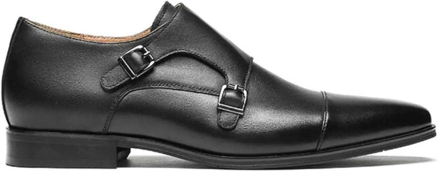 Fashion Tailored - Double Monk Strap Leather Shoes for Men | Almond Toe - Dress Shoes for Church & Formal Events