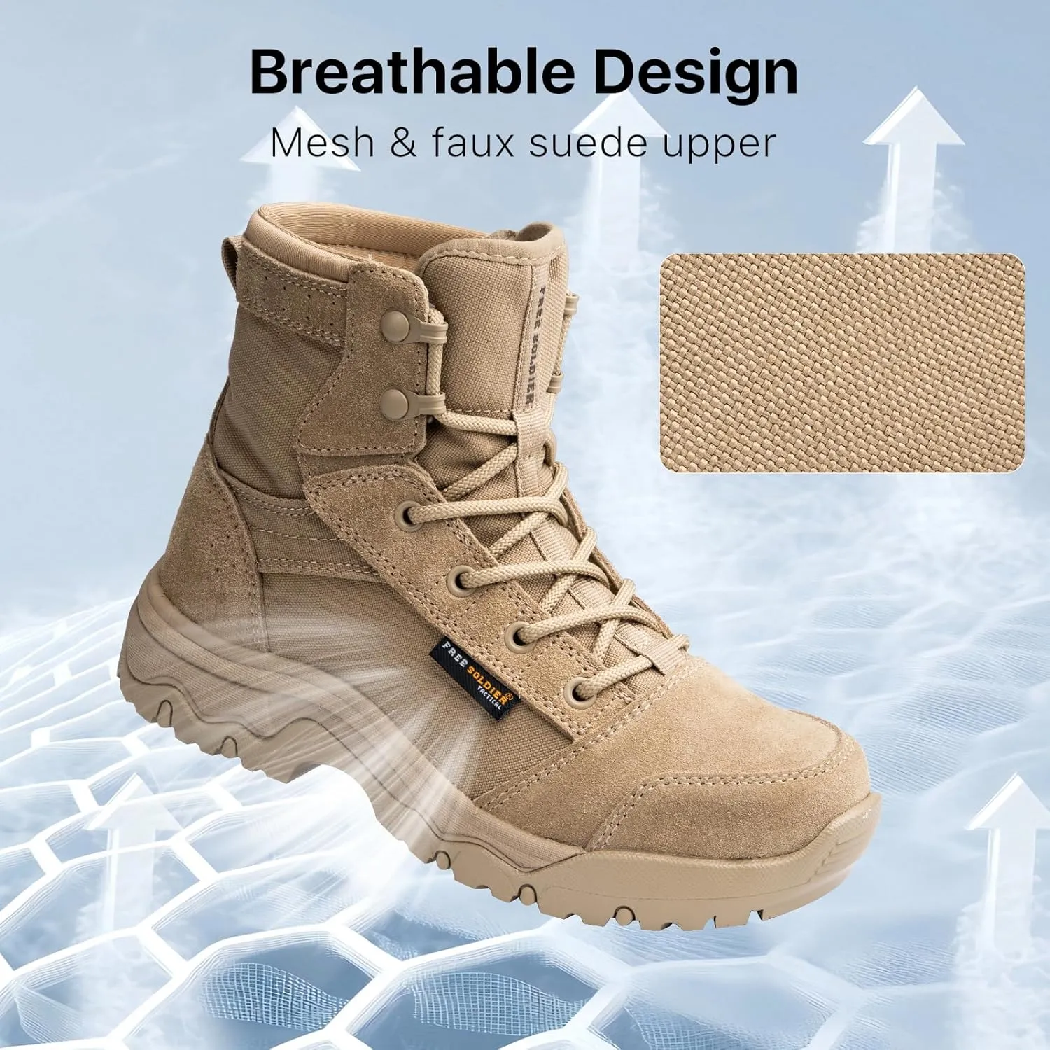 FREE SOLDIER Womens Tactical Hiking 6 Inches Lightweight Combat Boot Durable Comfortable Work Boots for Women