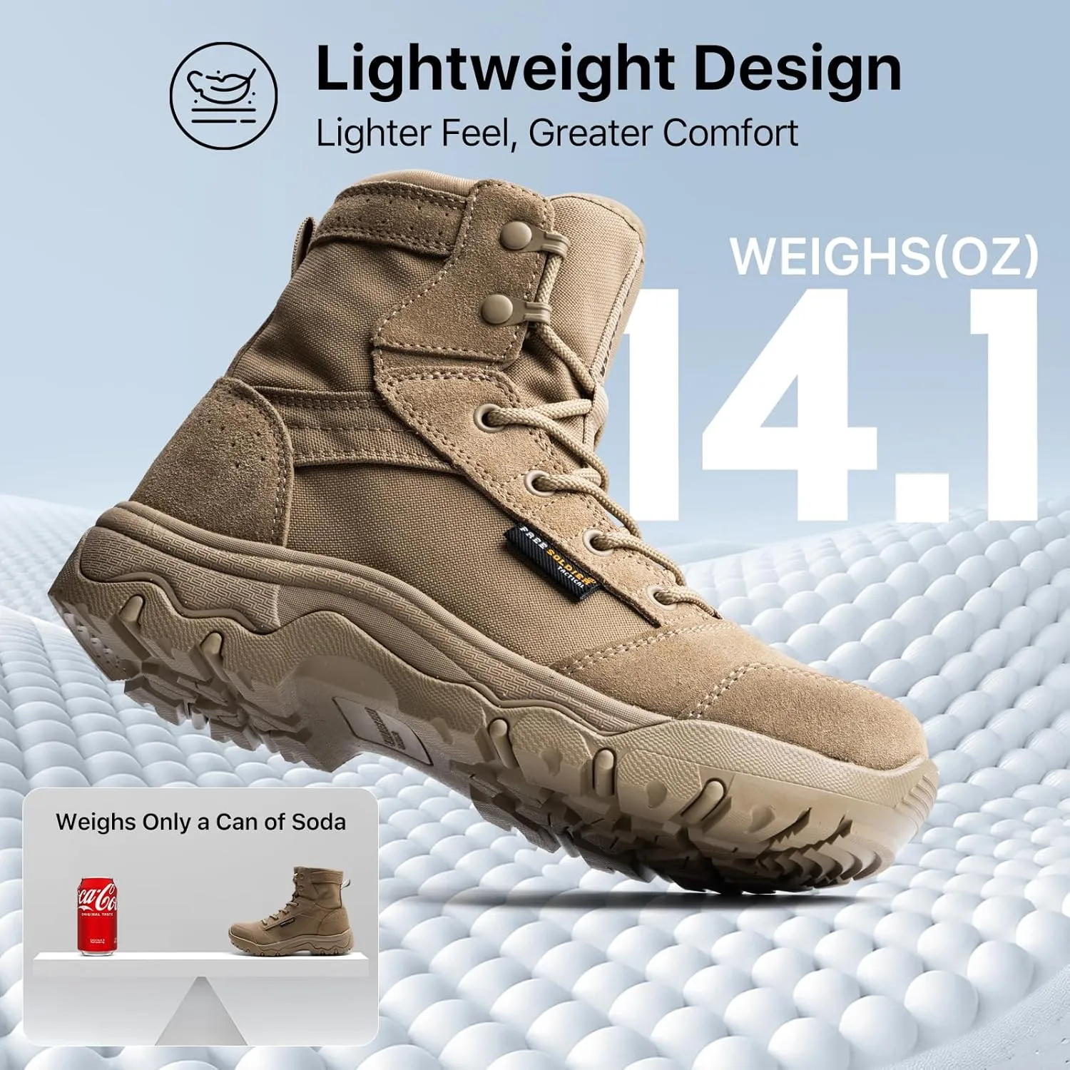 FREE SOLDIER Womens Tactical Hiking 6 Inches Lightweight Combat Boot Durable Comfortable Work Boots for Women