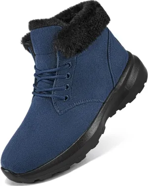 FUDYNMALC Womens Winter Snow Boots: Comfortable Warm Fur Lined Ankle Booties Lightweight Non Slip Walking Shoes Outdoor