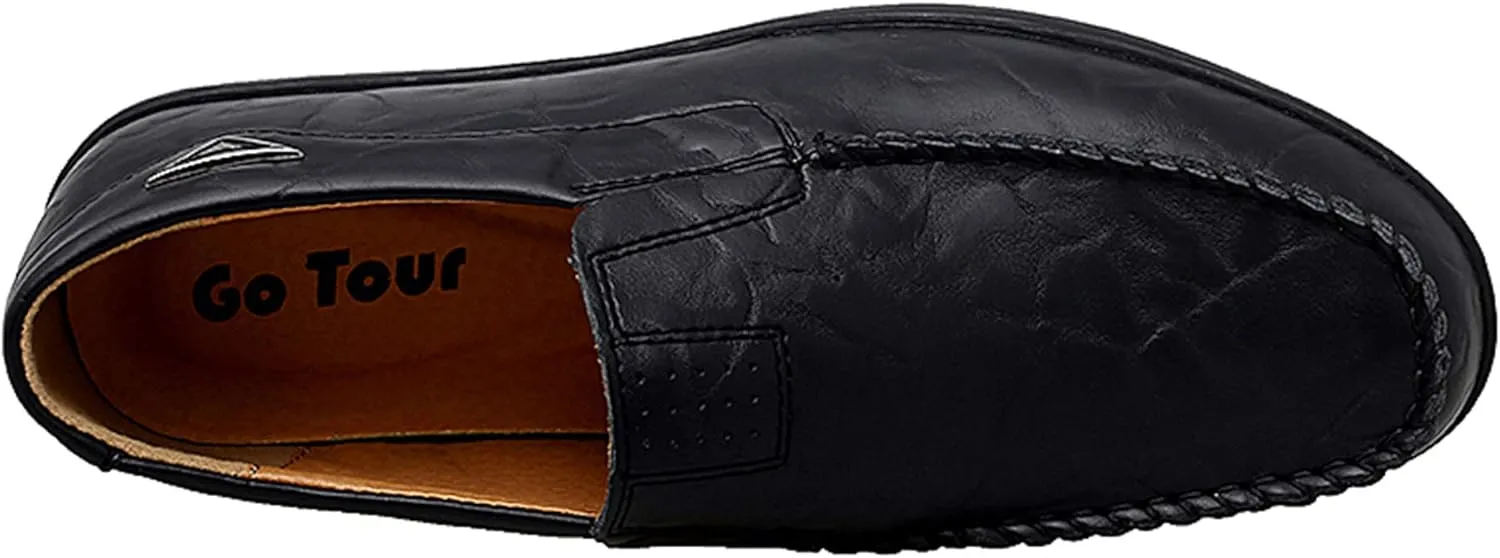 Go Tour Mens Casual Leather Fashion Slip-on Loafers Shoes