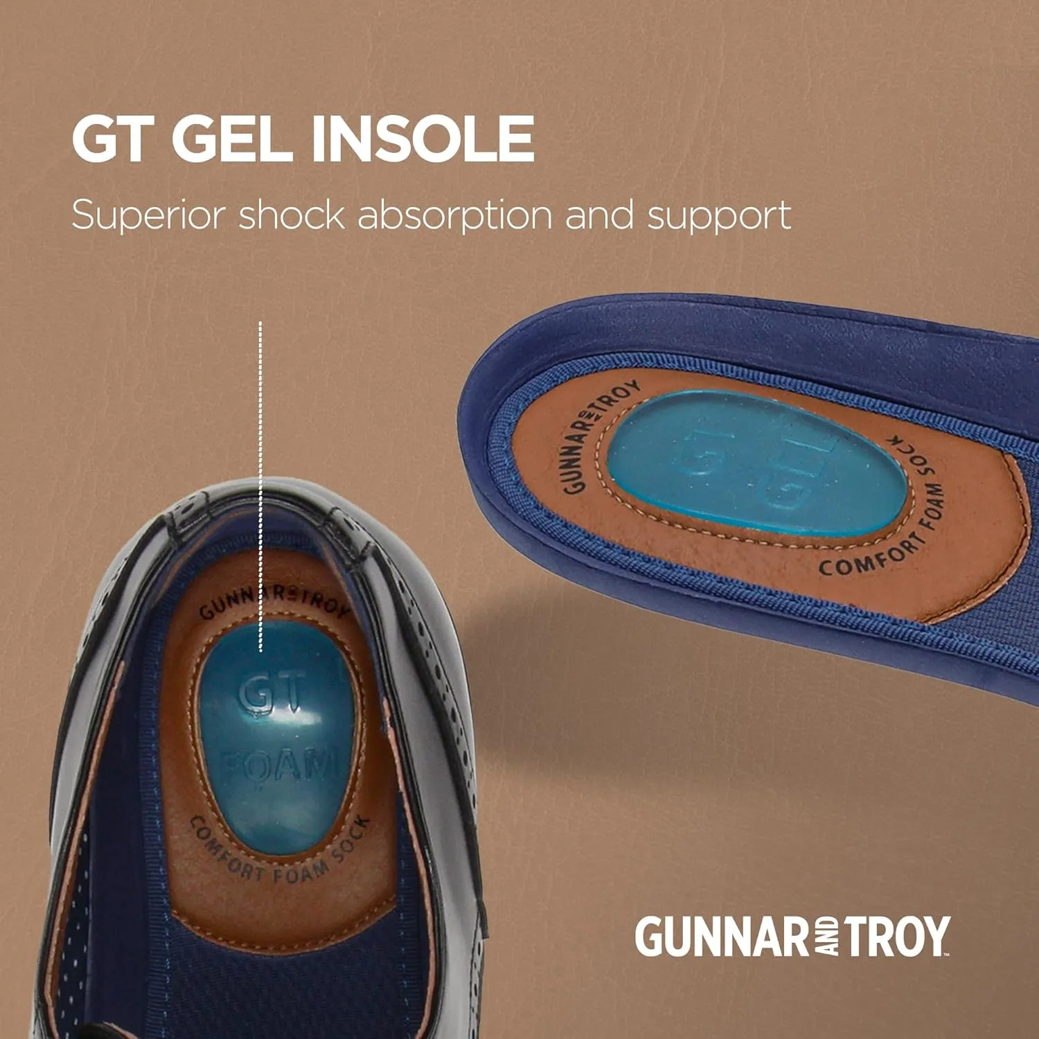 Gunnar and Troy Axel Mens Dress Shoes | Classic Brogue Oxford with Leather Uppers | Cushioned Dual-Density Footbed | Multi Color