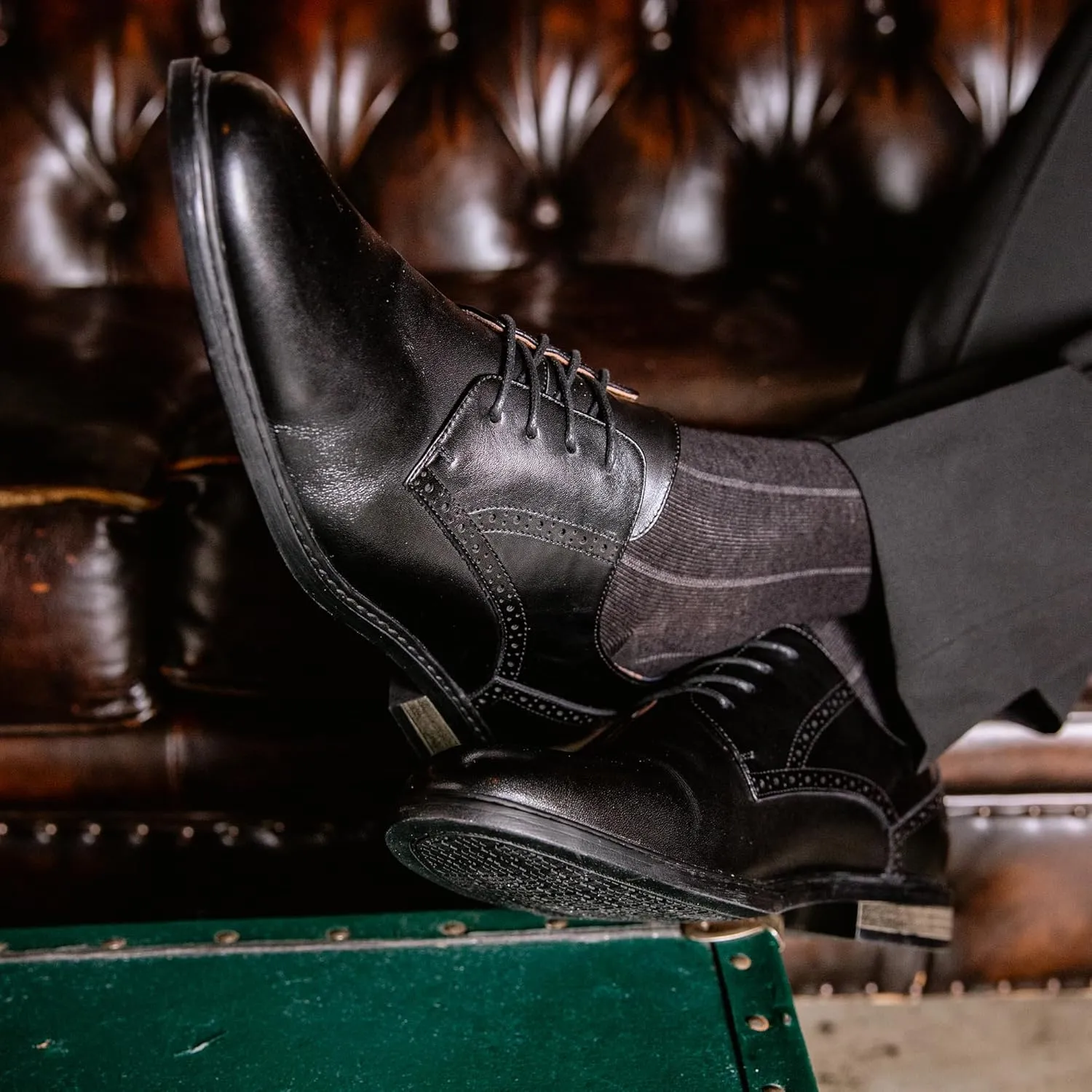 Gunnar and Troy Axel Mens Dress Shoes | Classic Brogue Oxford with Leather Uppers | Cushioned Dual-Density Footbed | Multi Color