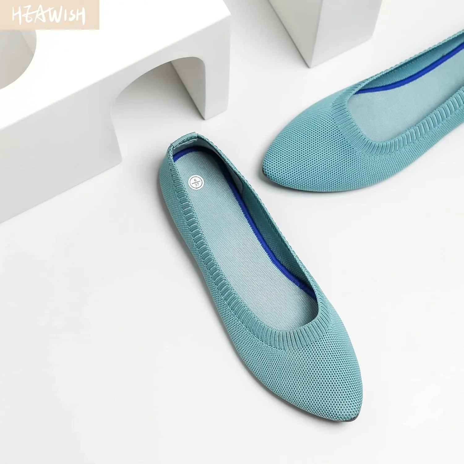 HEAWISH Womens Ballet Flat Flats Shoes Comfortable Mesh Pointed Toe Slip On Dress Shoes