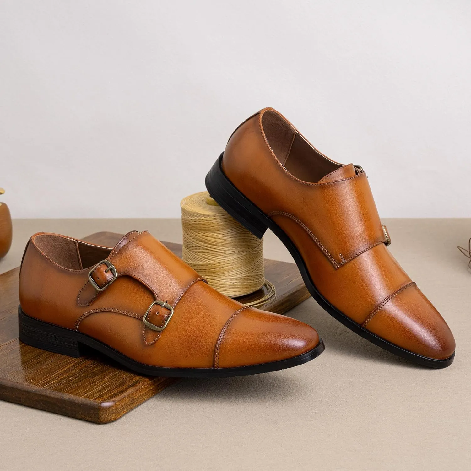 Jousen Dress Shoes for Men Monk Strap Loafers for Men