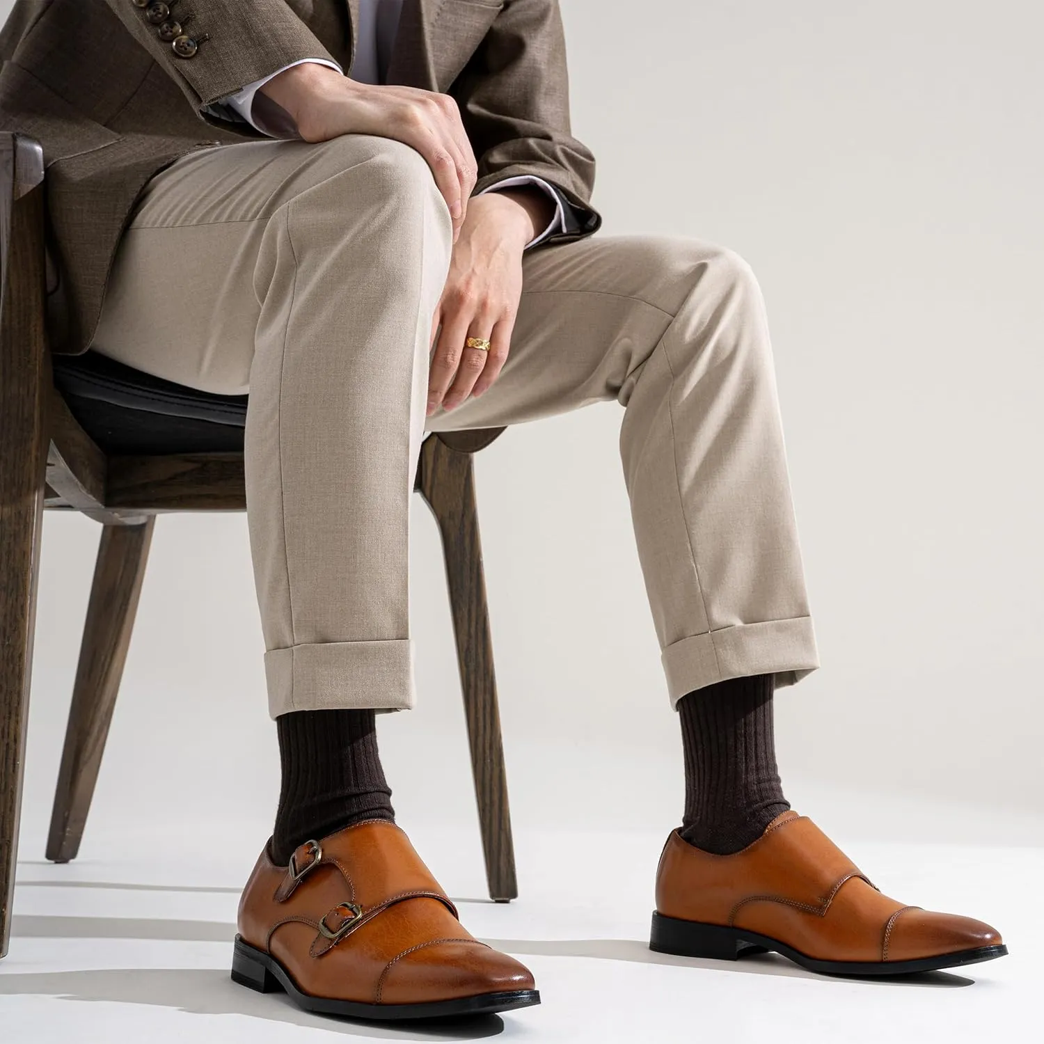 Jousen Dress Shoes for Men Monk Strap Loafers for Men