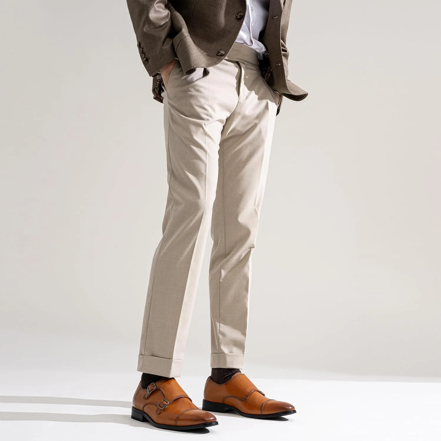 Jousen Dress Shoes for Men Monk Strap Loafers for Men