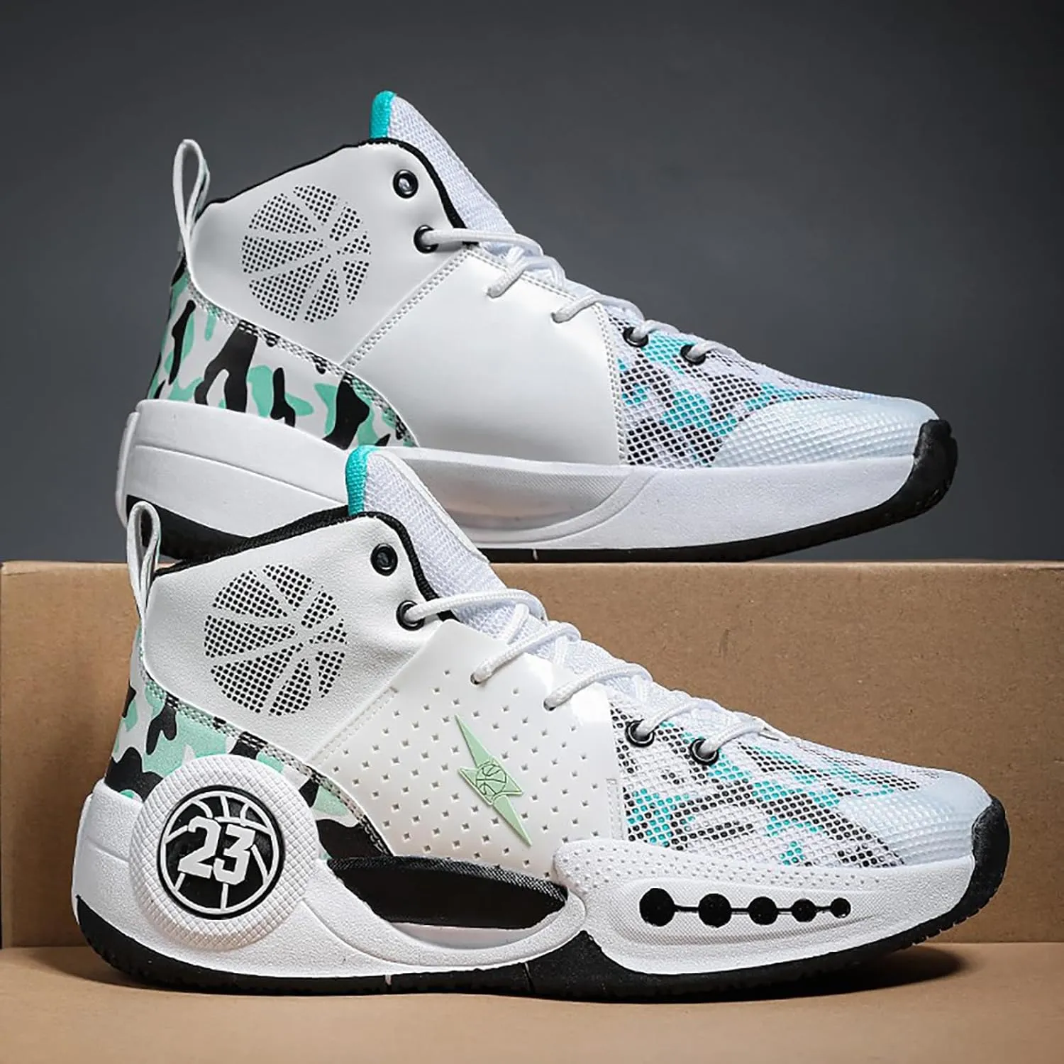 Kids Basketball Shoes Boys Girls High Top Sneakers Comfy Breathable Outdoor Cushioning Athletic Shoes for Training Running