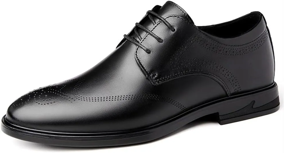 Leather Dress Shoes 6cm Height Increasing Elevator Shoes Taller Men Invisible Elevated High Heels Oxfords Patent Leather Formal Dress Oxfords