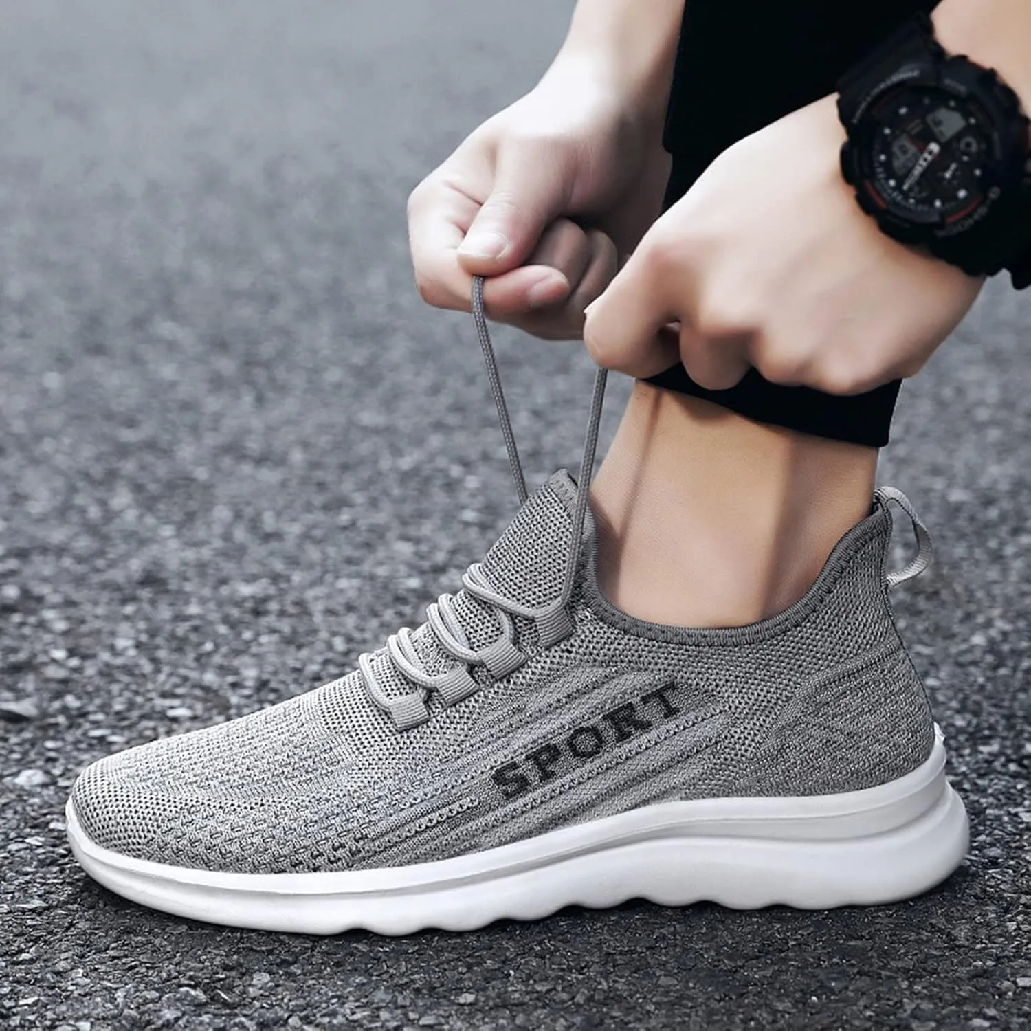Lightweight Arch Support Sneakers for Men Business Mesh Breathable Walking Shoe Men's Arch Support Insole Shoes