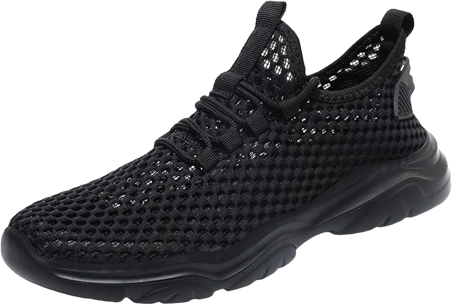 Mens Breathable Lace Up Running Shoes Breathable Elastic Fly Woven Mesh Sneaker Lightweight Work Shoes for Men