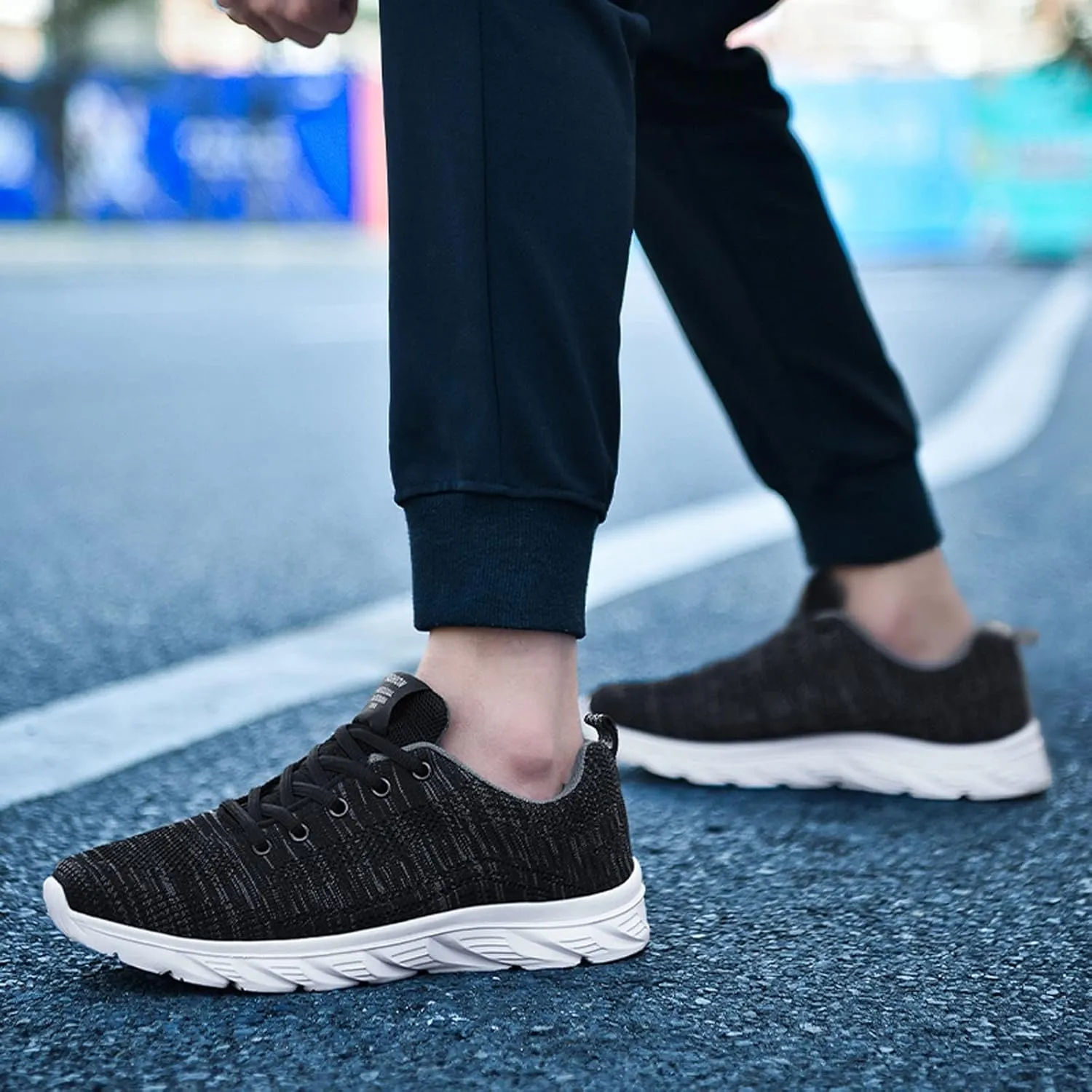 Mens Breathable Lace Up Running Shoes Recovery Air Athletic Running Tennis Shoe Lightweight Work Shoes for Men