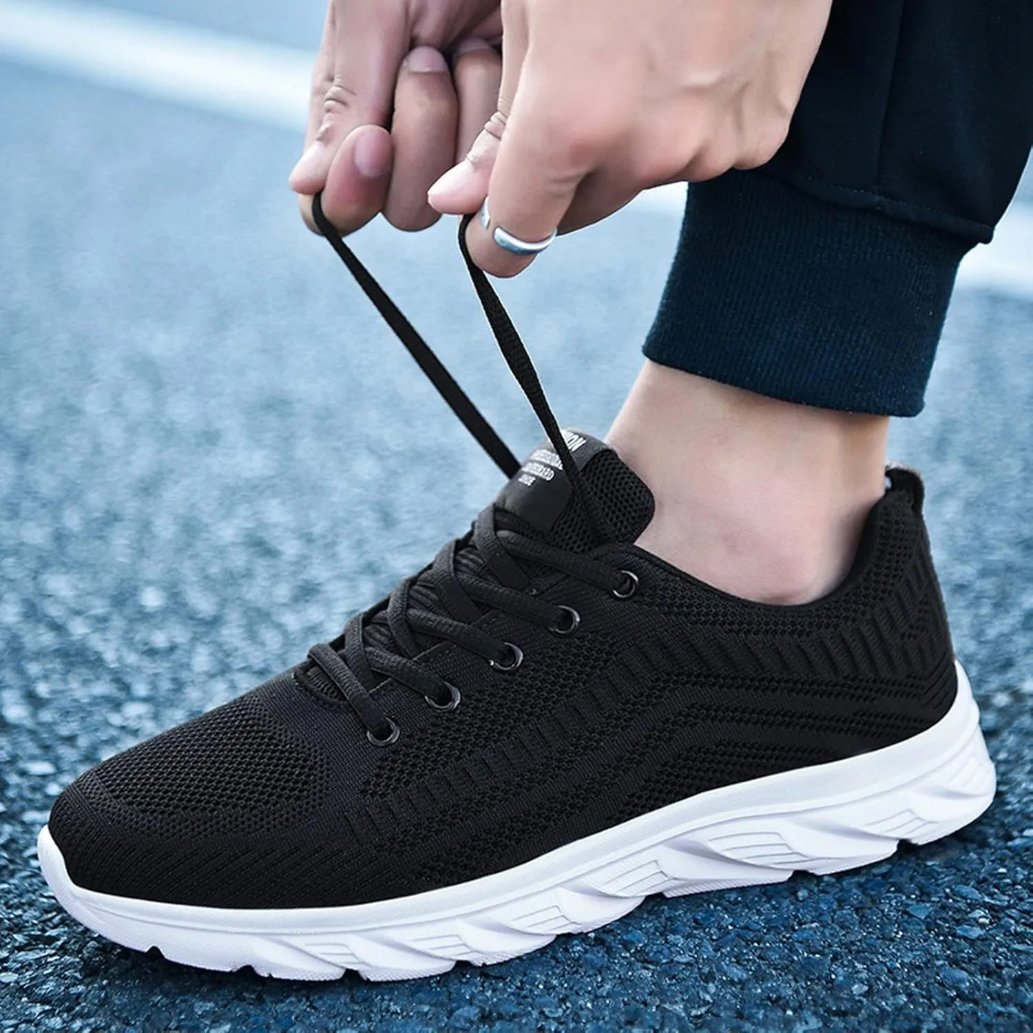 Mens Breathable Lace Up Running Shoes Recovery Air Athletic Running Tennis Shoe Lightweight Work Shoes for Men