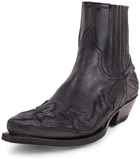 Men's Chelsea Dress Boots Classic Retro Slip On Boots For Men Embroidered Pointed Toe Cowboy Boots High Western Boots