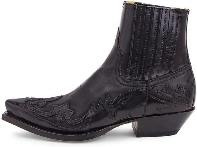 Men's Chelsea Dress Boots Classic Retro Slip On Boots For Men Embroidered Pointed Toe Cowboy Boots High Western Boots