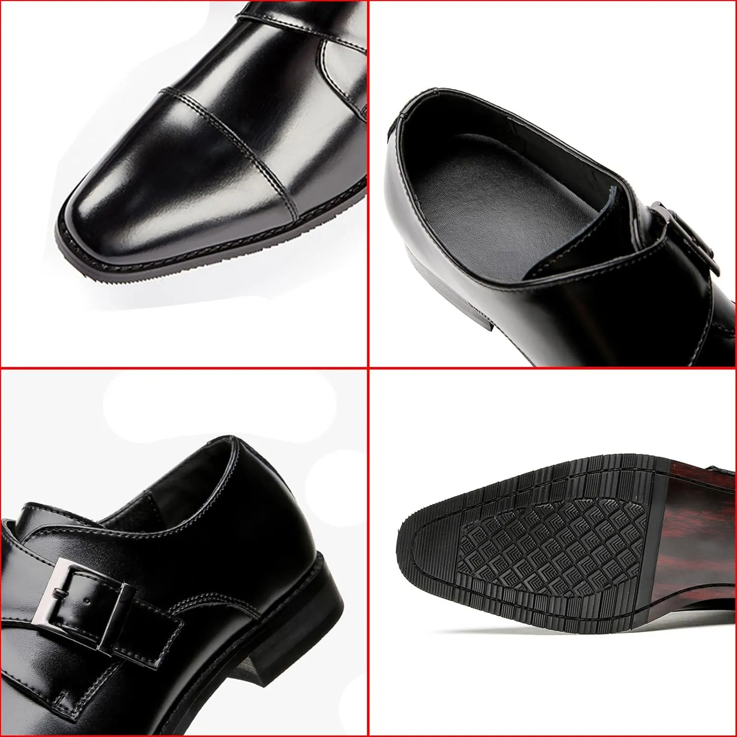 Men's Genuine Leather Monk Strap Loafers Fashion Classic Cap Toe Low Top Slip On Dress Oxford Shoes Business Casual Office Wedding Formal Shoes