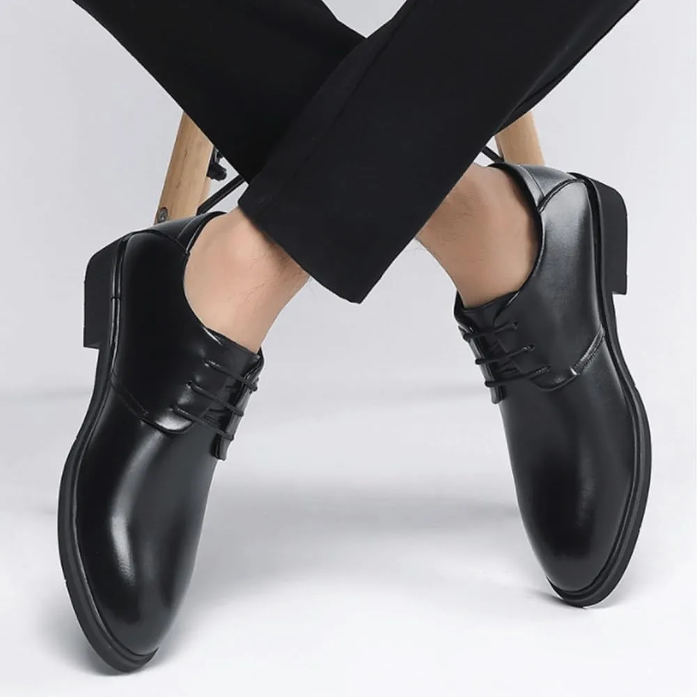 Men's Invisible Height Increasing Elevator Shoes, Lace-up Leather Dress Oxfords, Patent Leather Formal Wedding & Prom Heels
