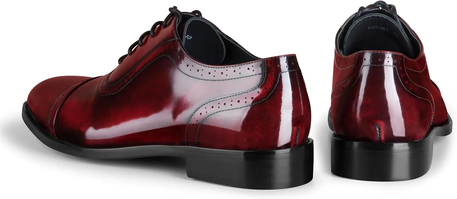 Mens Oxford Leather Shoes, Lightweight and Breathable Dress Shoes for Men