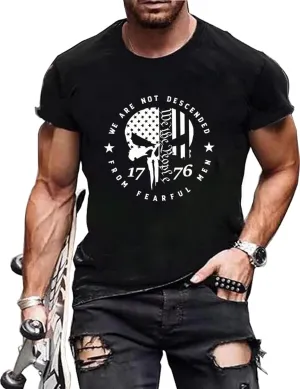 Mens Shirts Casual Short Sleeve Flag T Shirts Fashion Graphic Tee Top