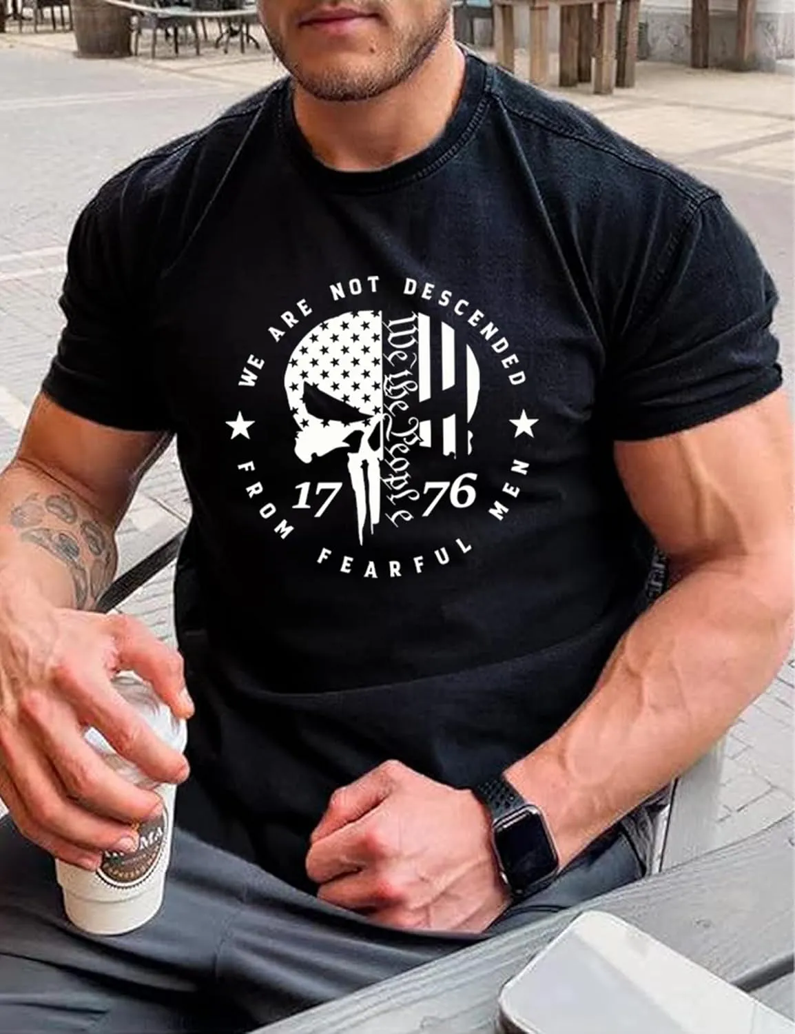Mens Shirts Casual Short Sleeve Flag T Shirts Fashion Graphic Tee Top