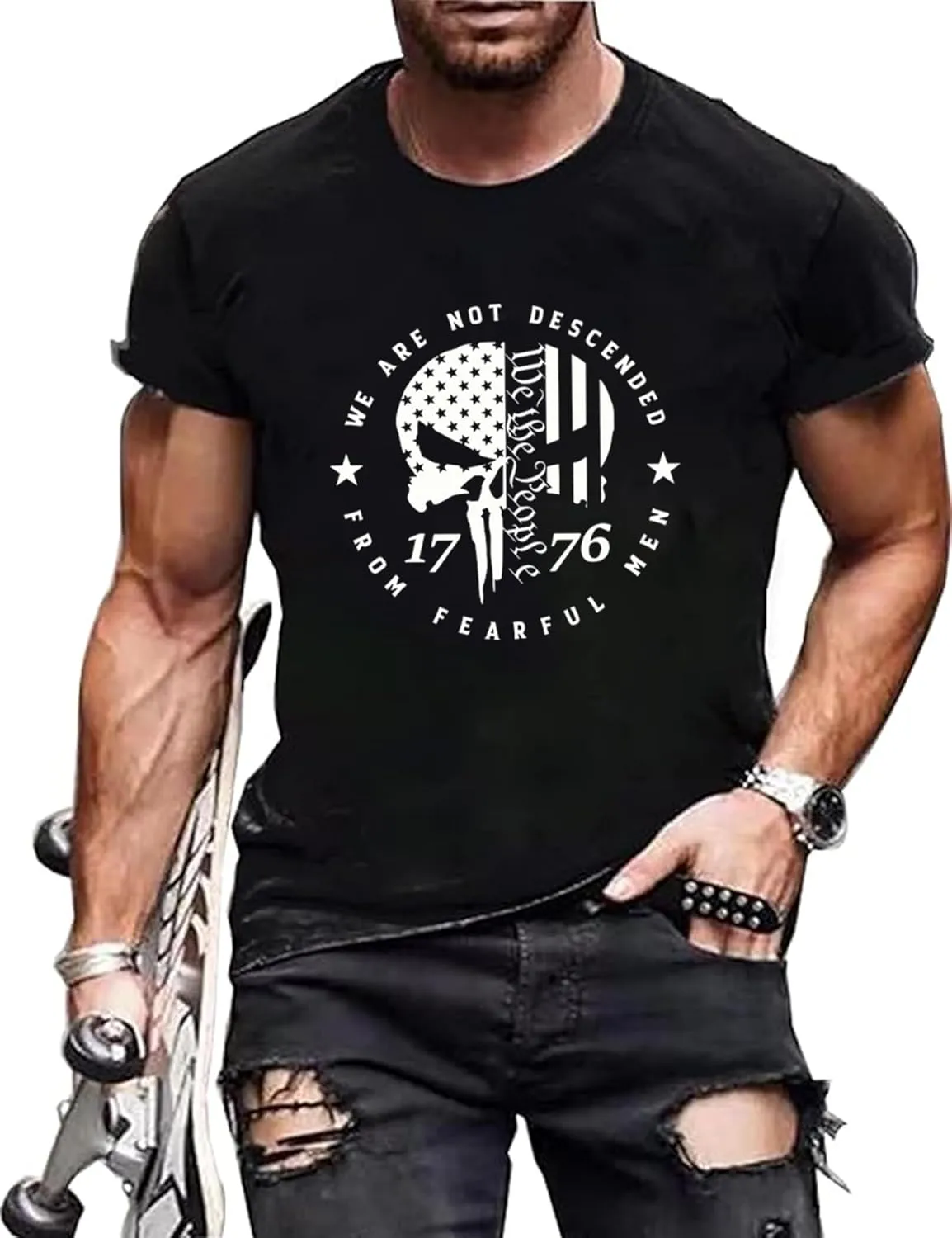Mens Shirts Casual Short Sleeve Flag T Shirts Fashion Graphic Tee Top