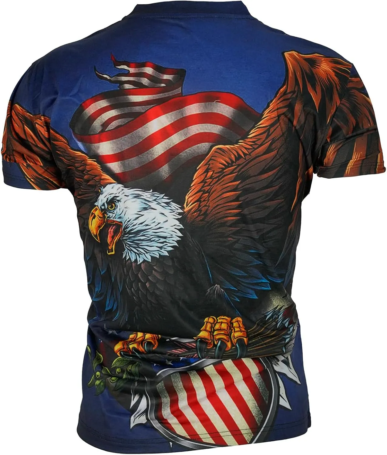 Men's Short Sleeve Patriotic American Design with Eagle and Flag Premium T-Shirt