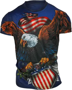 Men's Short Sleeve Patriotic American Design with Eagle and Flag Premium T-Shirt