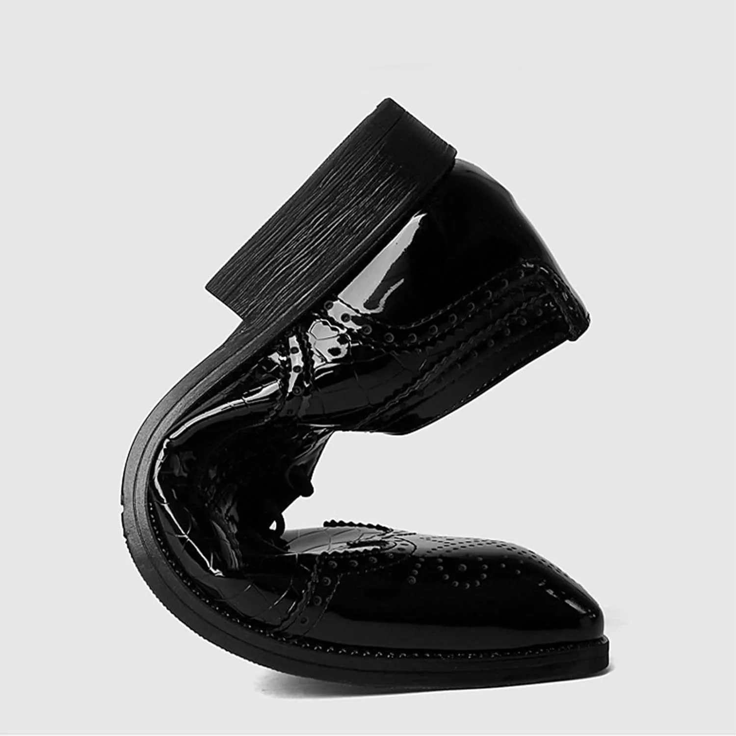 Men's Stitching Leather Lace-Up Dress Oxford Shoes Business Party Formal Shoes Comfortable Anti-Slip Pointed Toe Causal Shoes