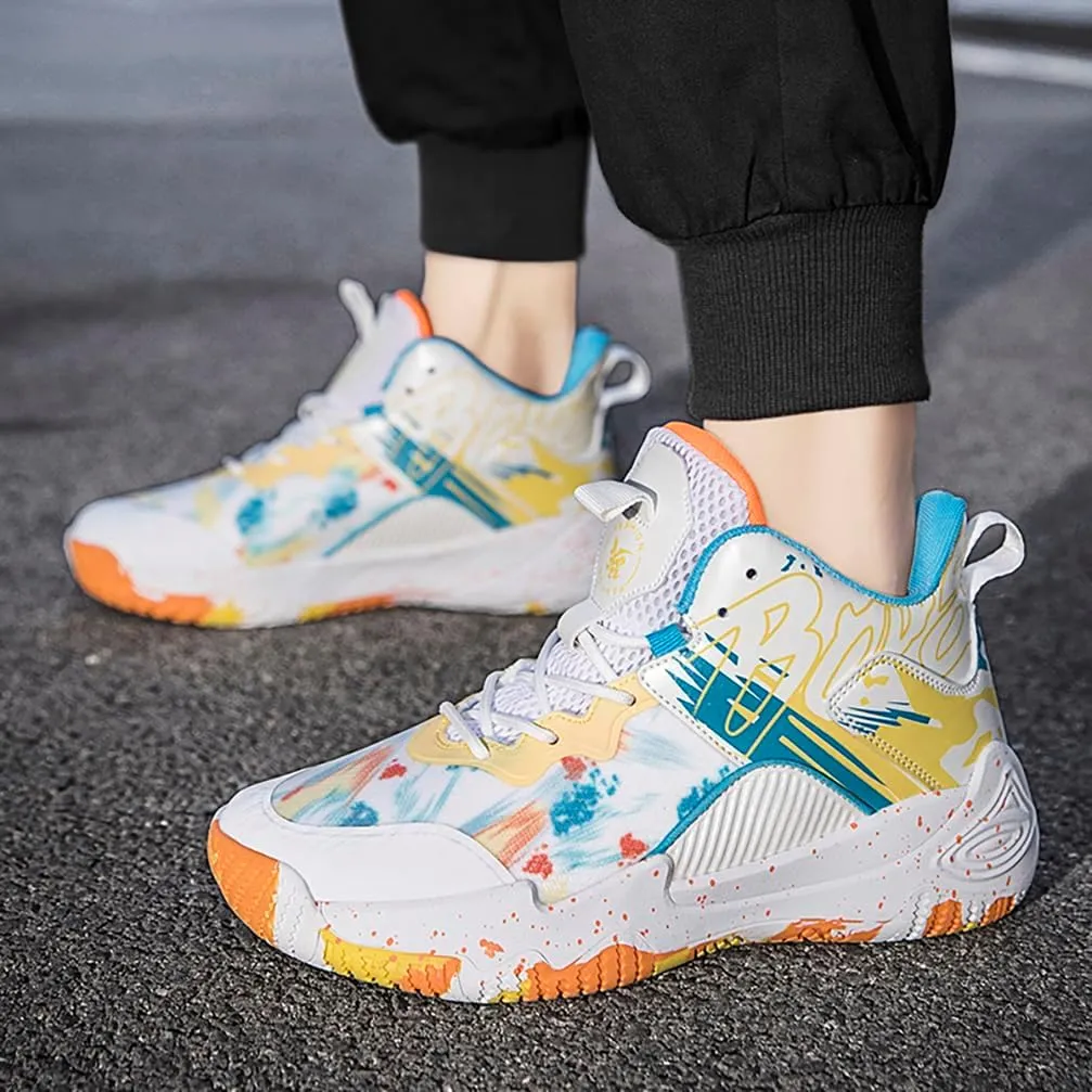 Men's Women's Basketball Shoes High Top Ultra-Light Fashion Anti Slip Breathable Sneakers