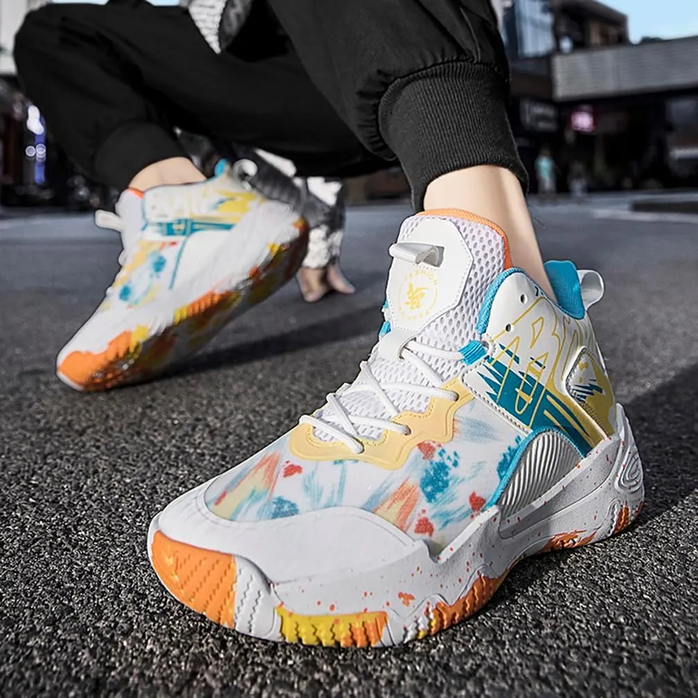Men's Women's Basketball Shoes High Top Ultra-Light Fashion Anti Slip Breathable Sneakers