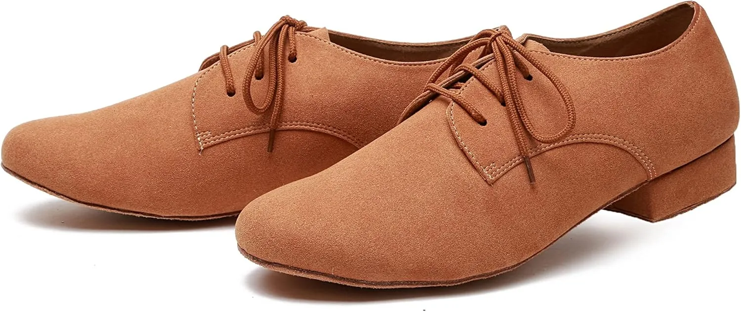 Minishion Dancing Shoes for Men 1" Standard Heel Leather Ballroom Dance Shoes