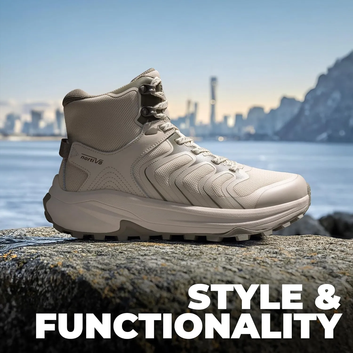 NORTIV 8 Women's Hiking Boots Waterproof with Arch Support Sneakers Walking Outdoor Comfortable Lightweight Boot Echo Mid