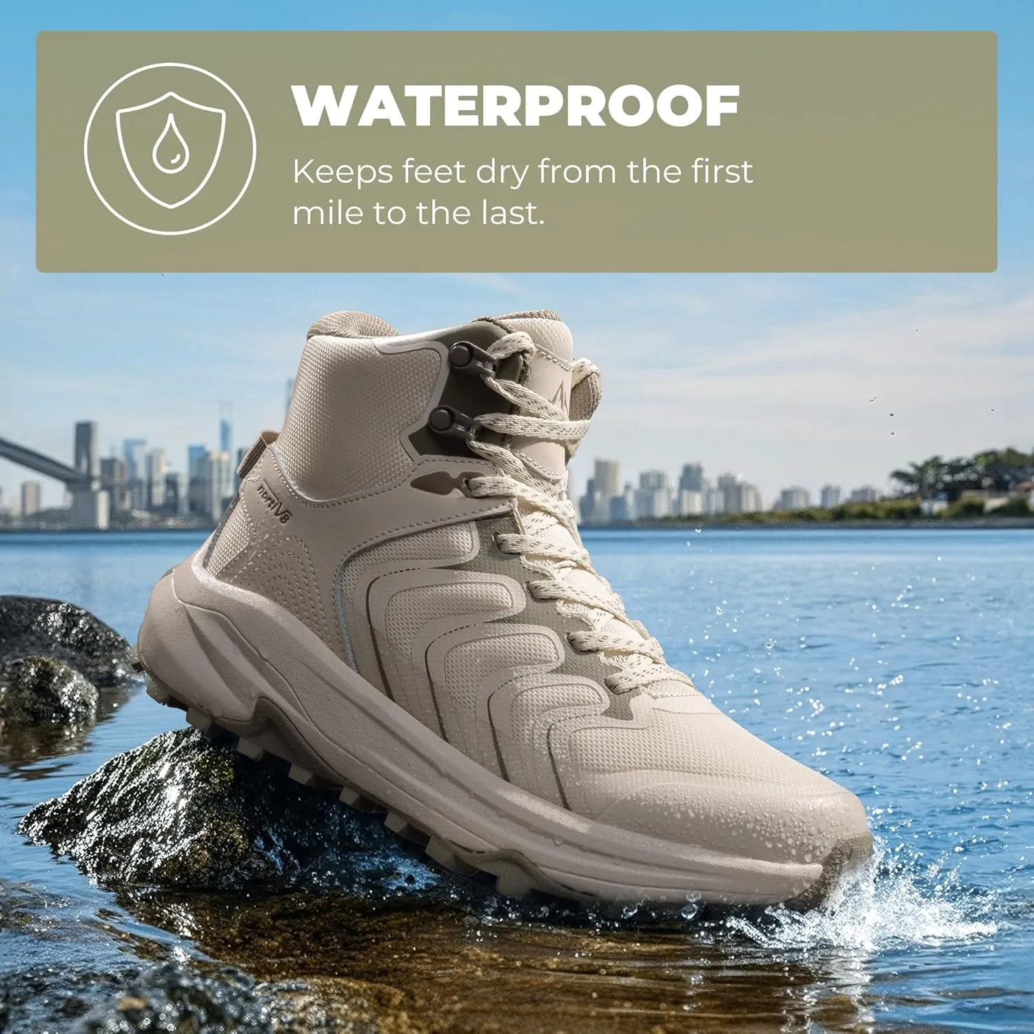 NORTIV 8 Women's Hiking Boots Waterproof with Arch Support Sneakers Walking Outdoor Comfortable Lightweight Boot Echo Mid