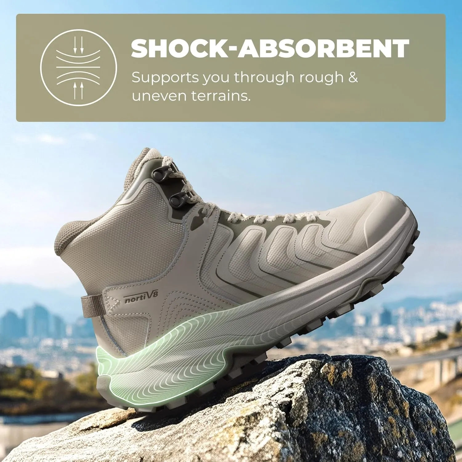NORTIV 8 Women's Hiking Boots Waterproof with Arch Support Sneakers Walking Outdoor Comfortable Lightweight Boot Echo Mid